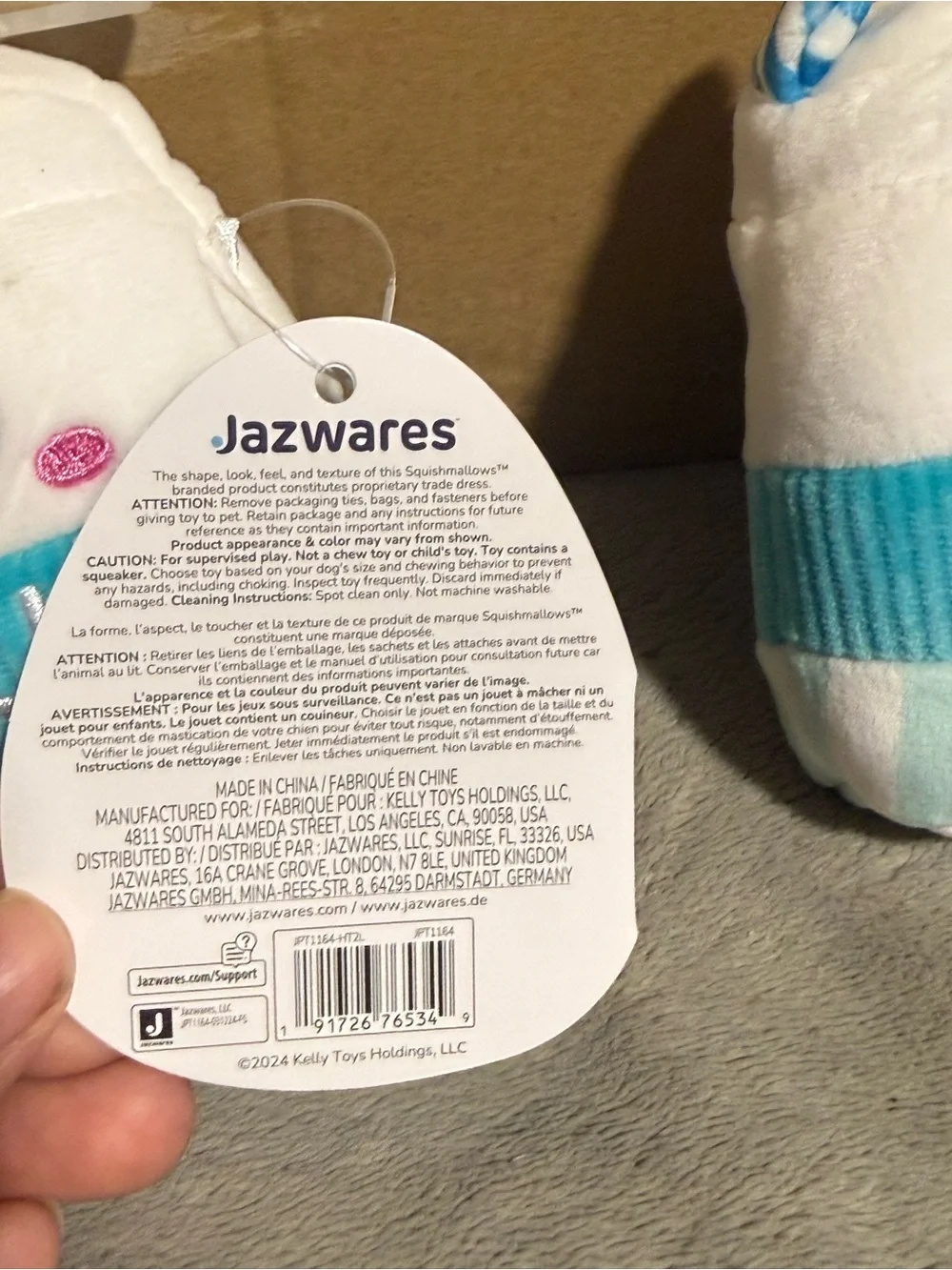 Squishmallows Melly Milk Plush Duo - White, Blue & Pink Accents
